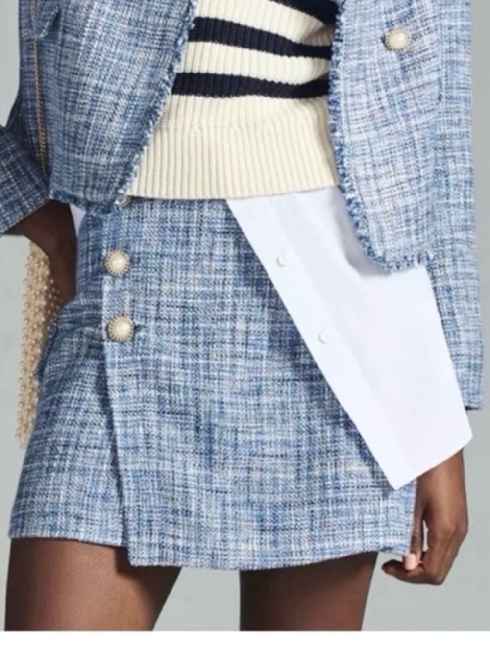 🆕 - Anthropologie Maeve Tweed A-Line Mini Skirt in Blue. Size: 2P